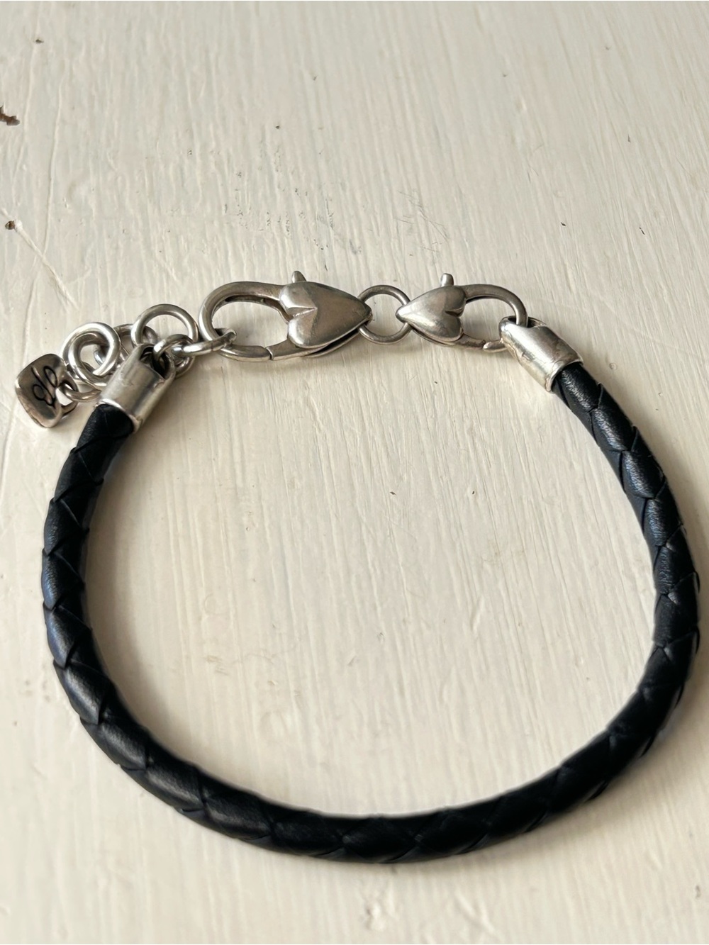 Brighton Baja Black Leather Charm Bracelet w/a braided black leather band